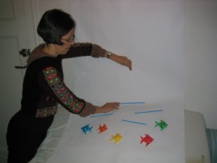 Clotilde Jarry avec l'un de ses tout premiers mobiles